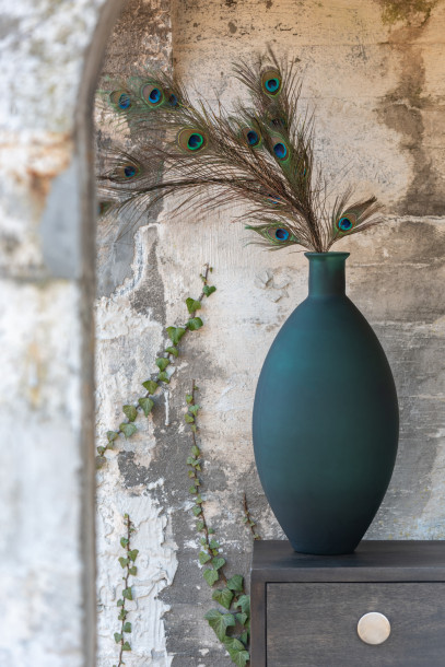 Vase Oval Glass Matte Green
