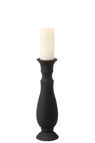 Candleholder Glass Matte Black  L