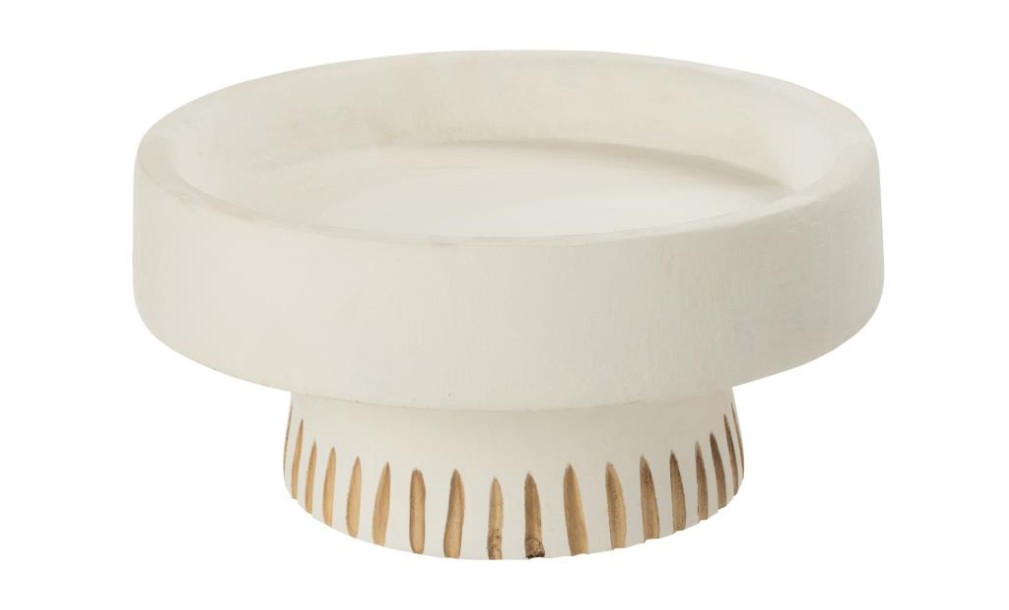 Notch Wood White Bowl