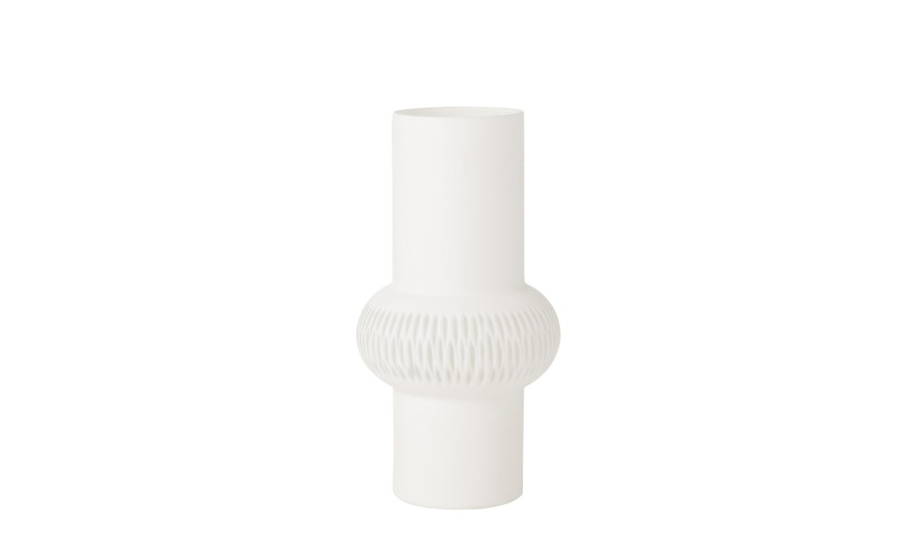 Stripe Vase Ball Glass White S