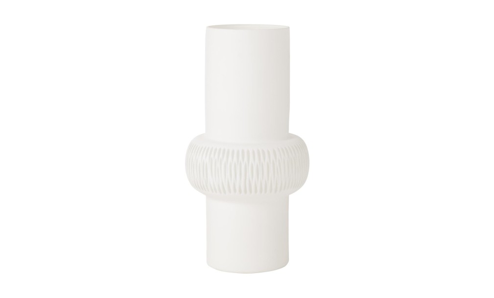 Stripe Ball Glass White Vase L