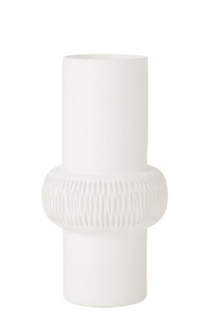 Stripe Ball Glass White Vase L