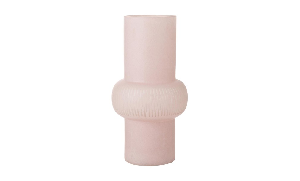 Stripe Ball Glass Pink Vase L