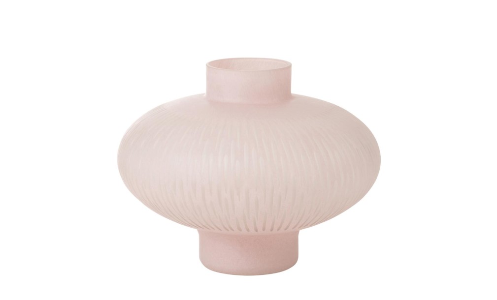 Stripe Ball Low Pink Vase
