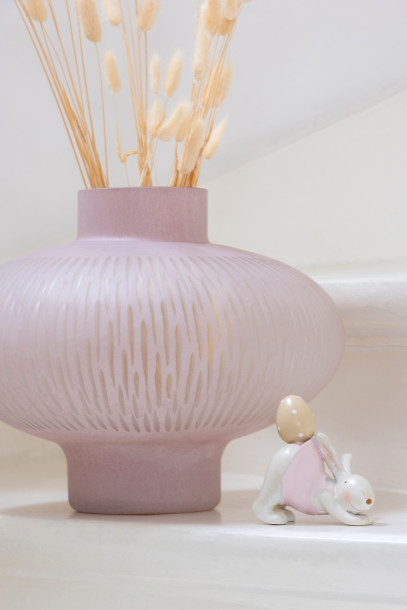 Stripe Ball Low Pink Vase