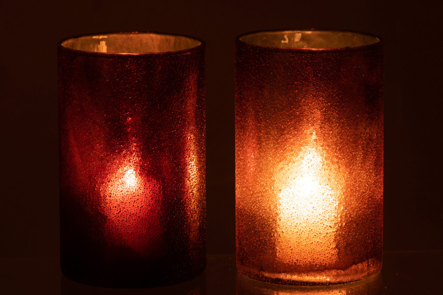 Hurricane Glass Copper/Red Assortment Of 2