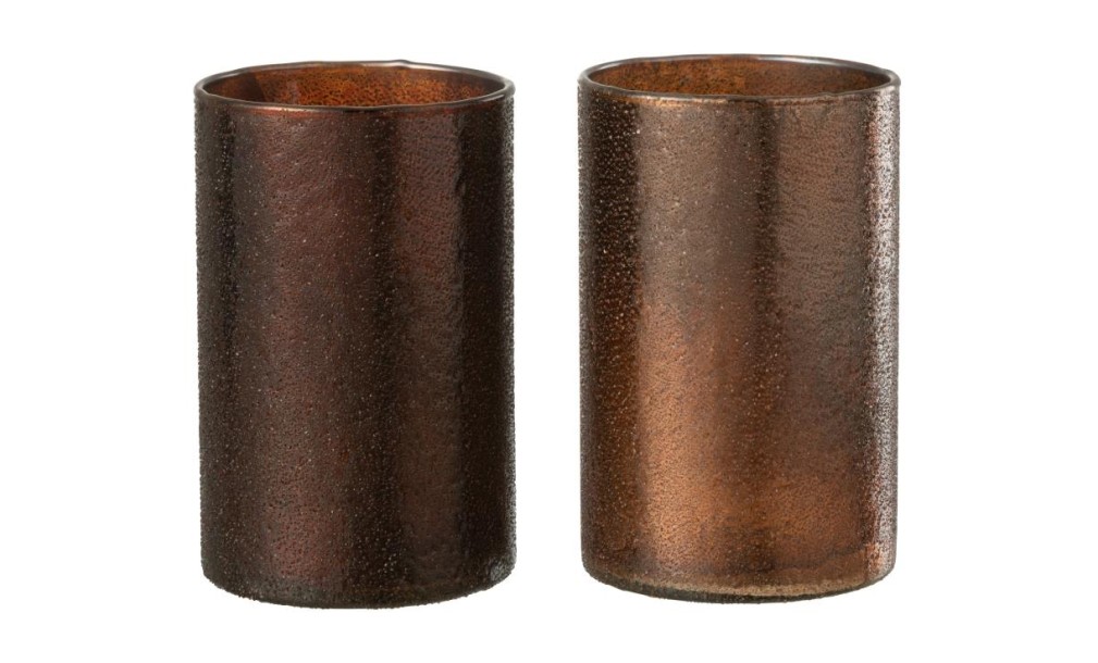 Hurricane Glass Copper/Red Assortment Of 2