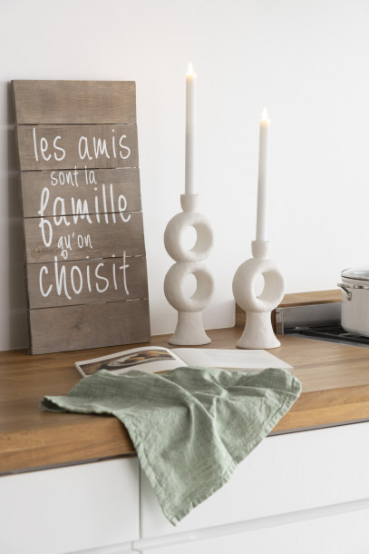 Candleholder Round Stoneware White L