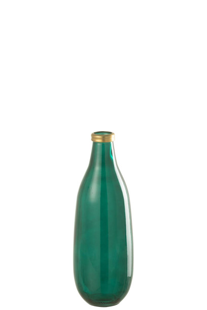 Vase Gold Rim Green Glass M