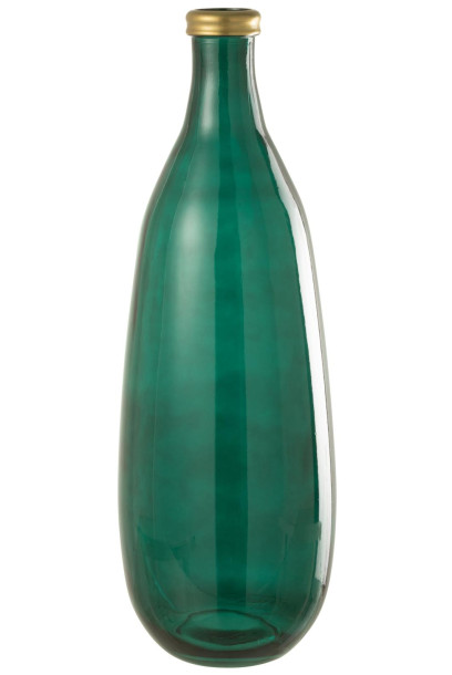 Vase Gold Rim Green Glass L