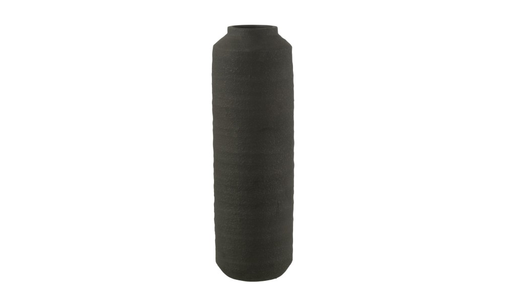Cylindrical Vase Clay Black L