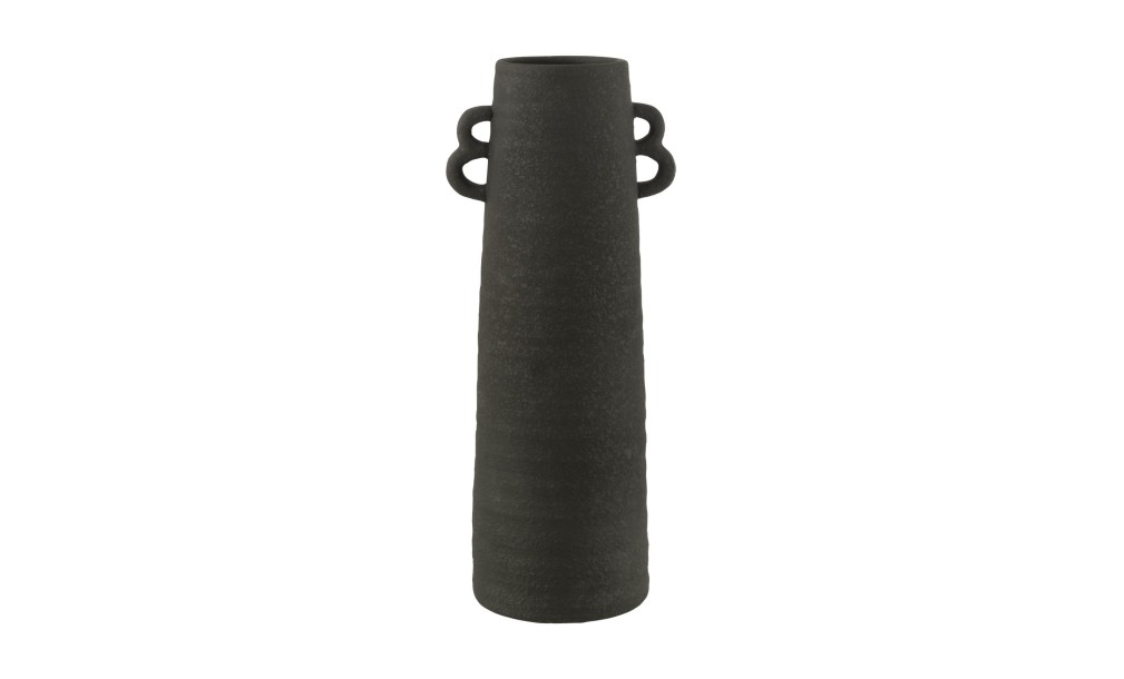 Conical Vase Clay Black L