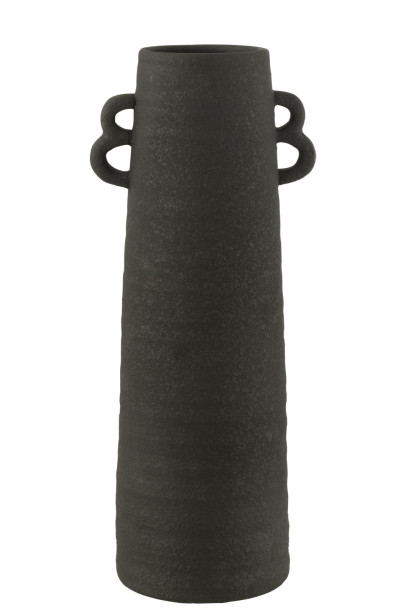 Conical Vase Clay Black L