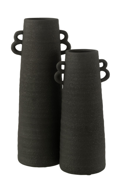 Conical Vase Clay Black L