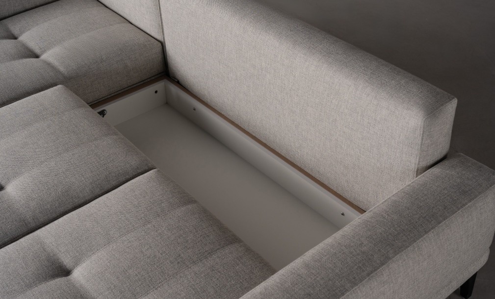 Foster Left Corner Sofa Bed with Black Oak Legs- Cosmic 21541-08