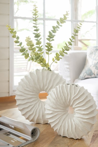 Vase Sand Finish Round White Large (21X10X29,5Cm)