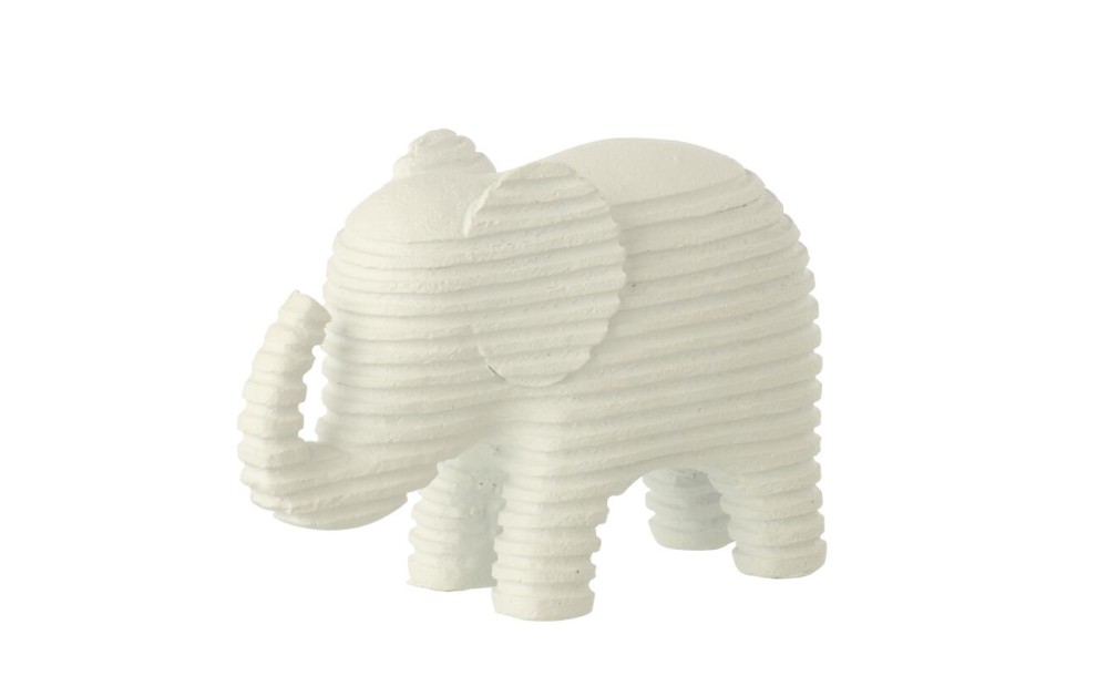 Elephant Striped White Small (15,5X6X10,5Cm)