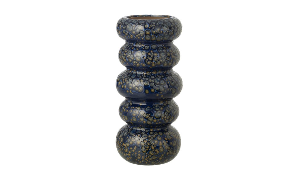 Rings Vase Dots Dark Blue L