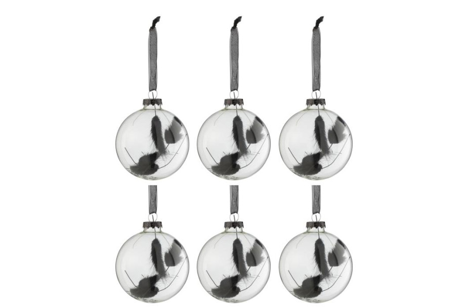 Christmas Baubles With Black Dried Haretail S Box Of 6
