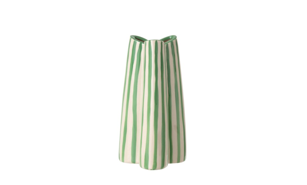Vase Striped Off-White/Green Small (53,5X42,5X54Cm)