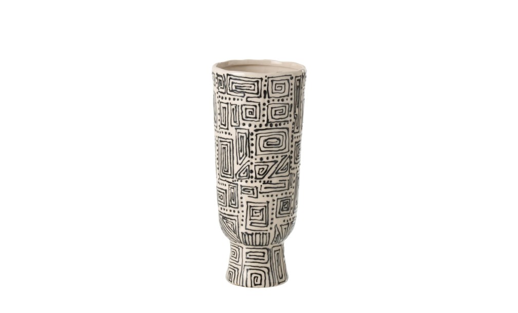 Pattern Vase Off-White/Black S