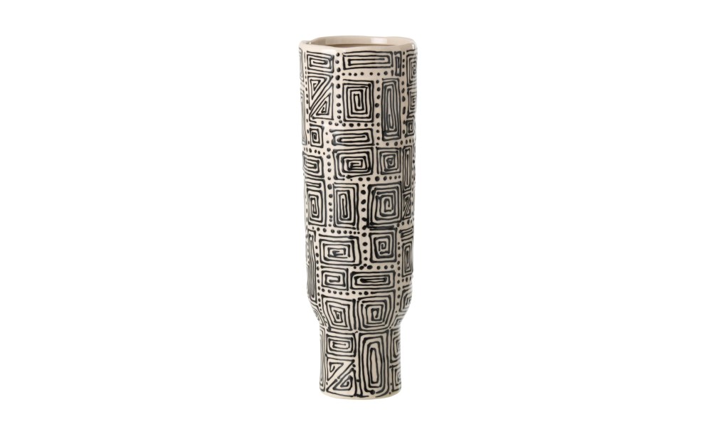 Vase Pattern Off-White/Black Large (16X16X50,2Cm)
