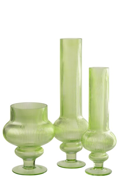 Vase Ada Ribbed Green Medium (13,5X13,5X40Cm)