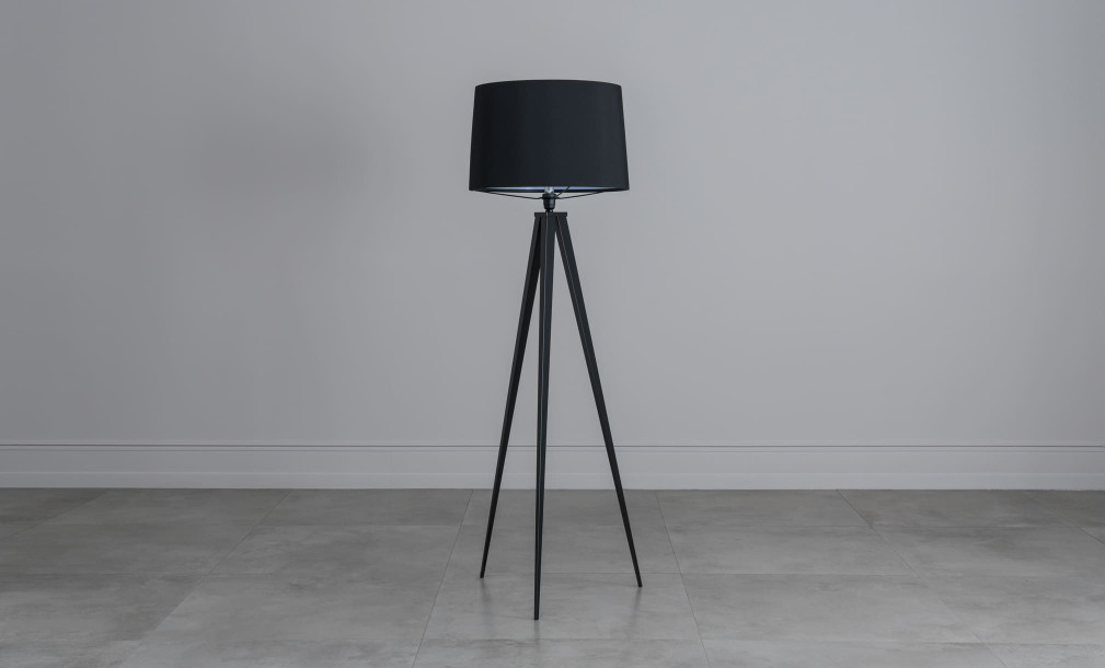 Tripod Floor Lamp with Black Lampshade