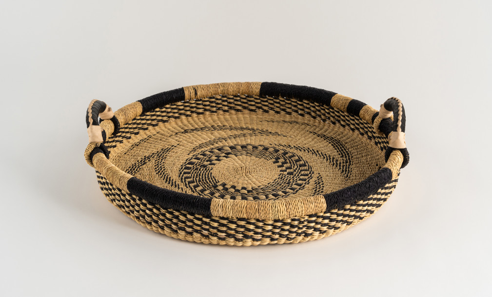 Small Woven Tray Black/Natural Zigzag