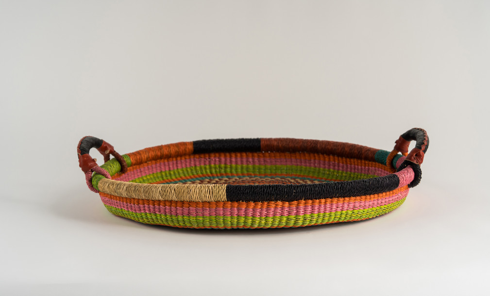 Small Woven Tray Colourful Ghana Multicolor Ver.1