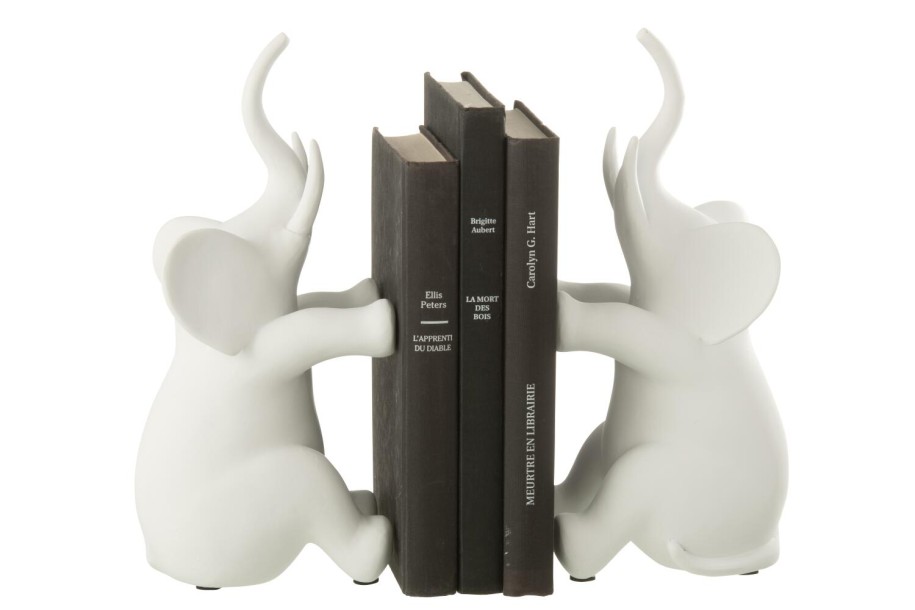 Bookend Elephant Sitting White (24,2x9,5x26,2cm)