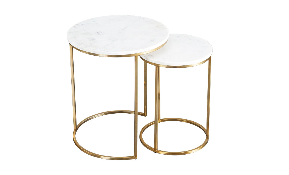 Soho Marble Top Side Tables Set of 2 Pieces