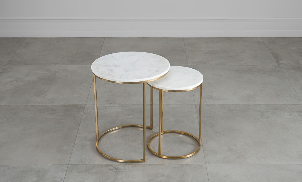 Soho Marble Top Side Tables Set of 2 Pieces
