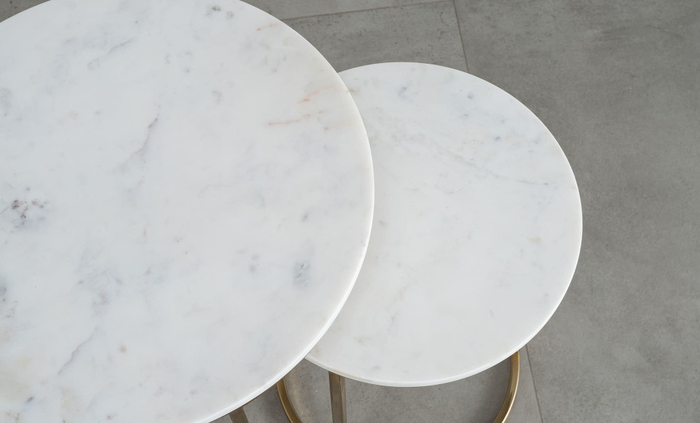 Soho Marble Top Side Tables Set of 2 Pieces