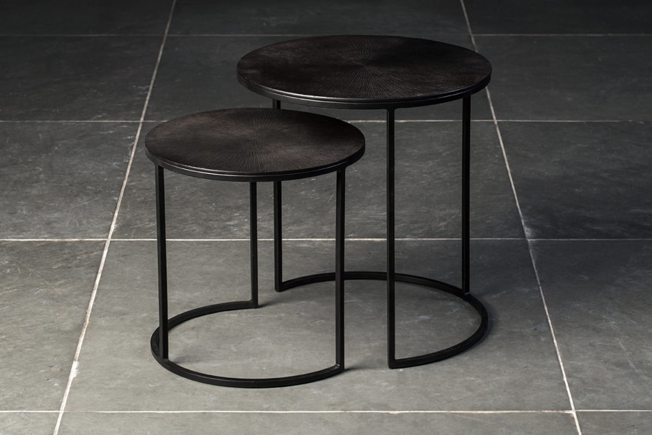 Godfrey Set of 2 Side Tables Dark Copper Finish