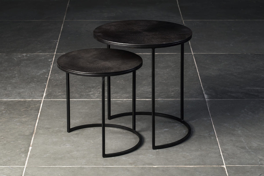 Godfrey Set of 2 Side Tables Dark Copper Finish