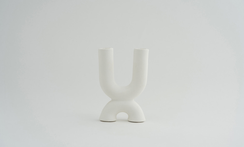 White Organic Candleholder