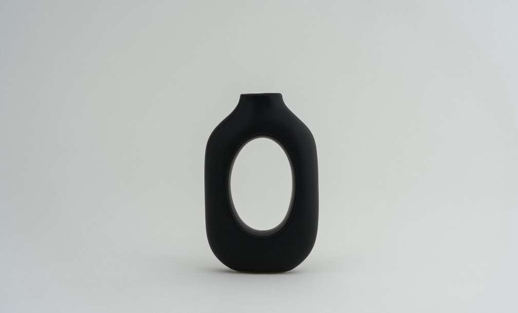 Ring Black Vase H21 cm