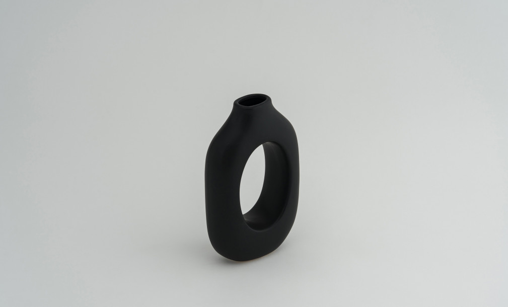 Ring Black Vase H21 cm