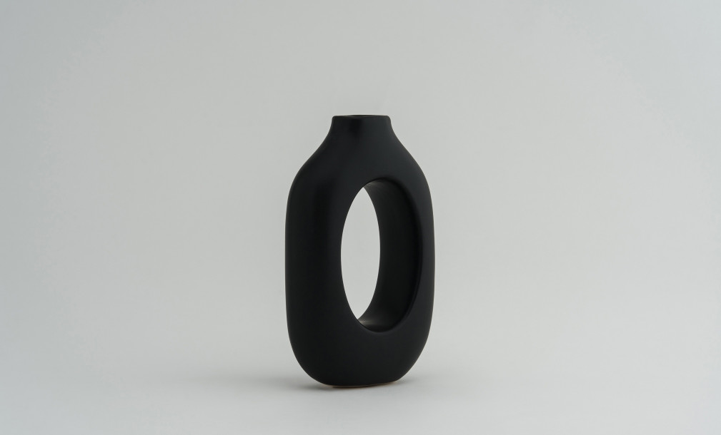 Ring Black Vase H21 cm