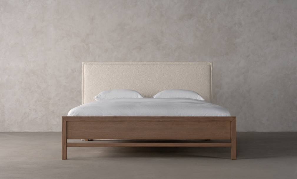 Rene Upholstered Headboard Bed 200x200 cm (Fabric: FIORD PLAIN col.101 (Кат. 3))
