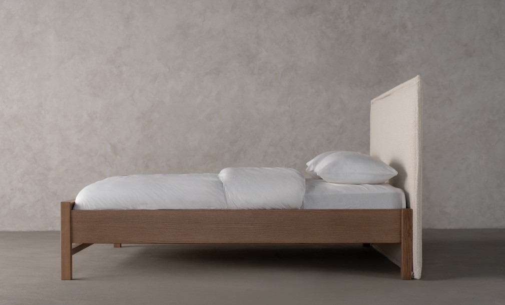 Rene Upholstered Headboard Bed 200x200 cm (Fabric: FIORD PLAIN col.101 (Кат. 3))