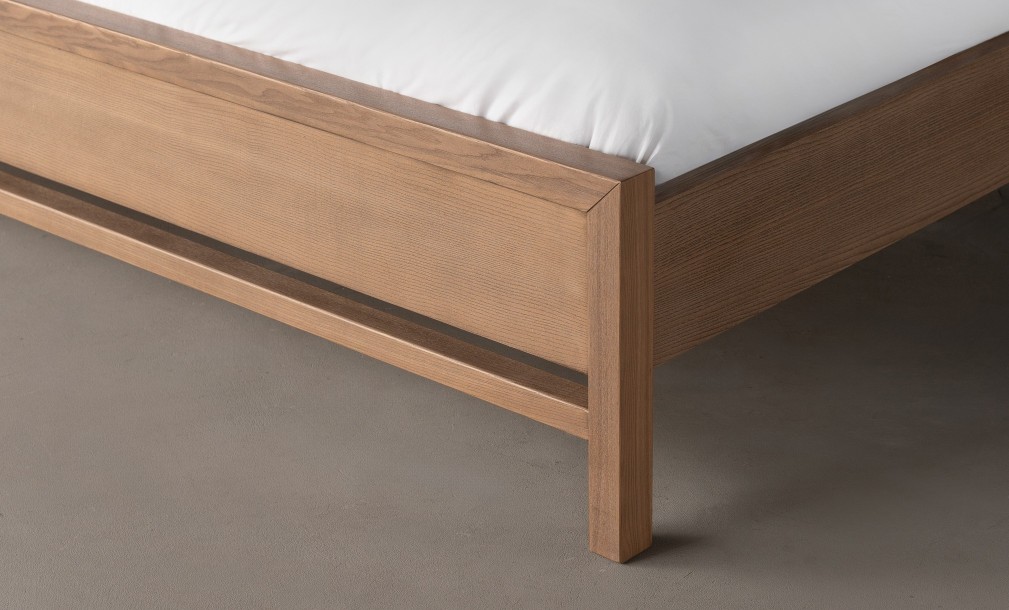 Rene Upholstered Headboard Bed 200x200 cm (Fabric: EASY BOUCLE col.03 RUST; LEGS - ML09 CAPPUCCINO (ash))