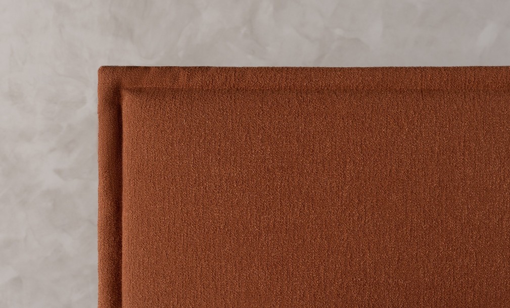 Rene Upholstered Headboard Bed 200x200 cm (Fabric: EASY BOUCLE col.03 RUST; LEGS - ML09 CAPPUCCINO (ash))