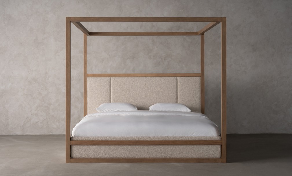 Willow Canopy Bed 180x200 cm (Fabric: FIORD PLAIN col.102; LEGS - ML09 CAPPUCCINO (ash))