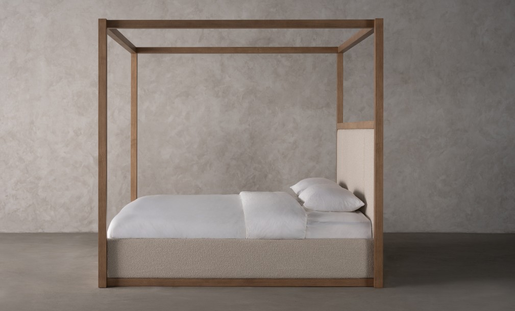 Willow Canopy Bed 180x200 cm (Fabric: FIORD PLAIN col.102; LEGS - ML09 CAPPUCCINO (ash))