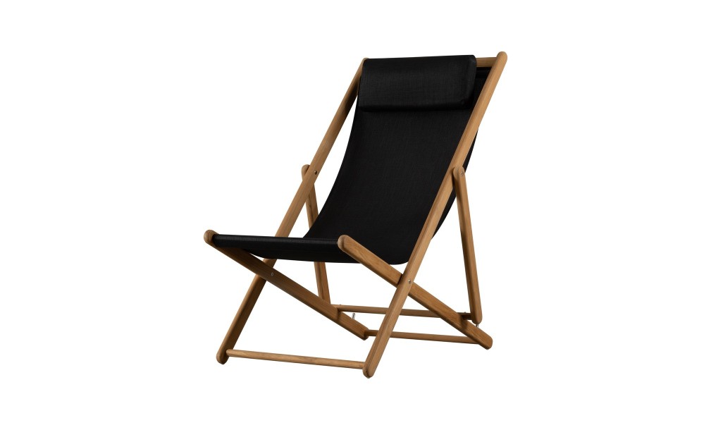 Riviera Outdoor Teak Deckchair Black Sling
