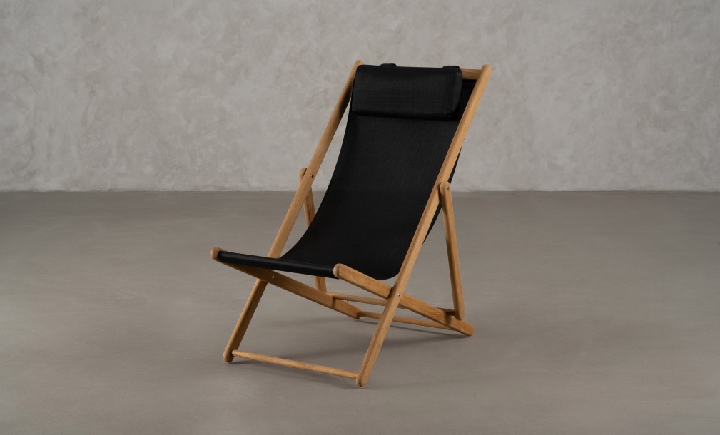 Riviera Outdoor Teak Deckchair Black Sling