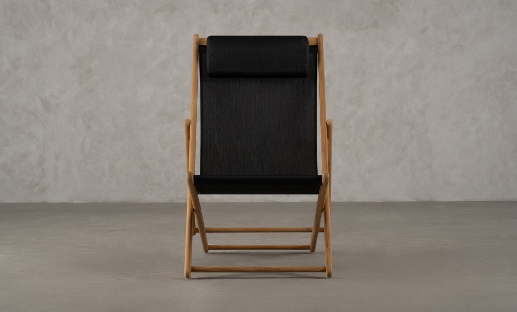 Riviera Outdoor Teak Deckchair Black Sling