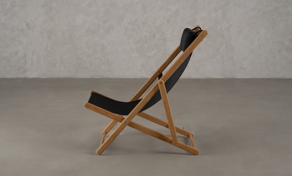 Riviera Outdoor Teak Deckchair Black Sling